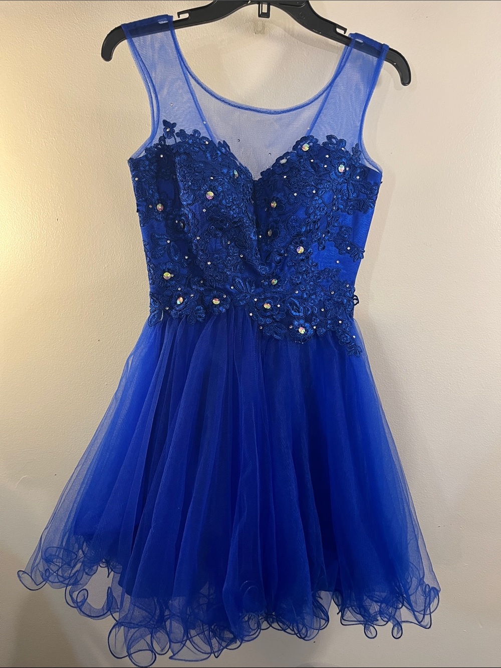 Dancing Queen Cobalt Blue Embellished Tulle Cocktail Dress